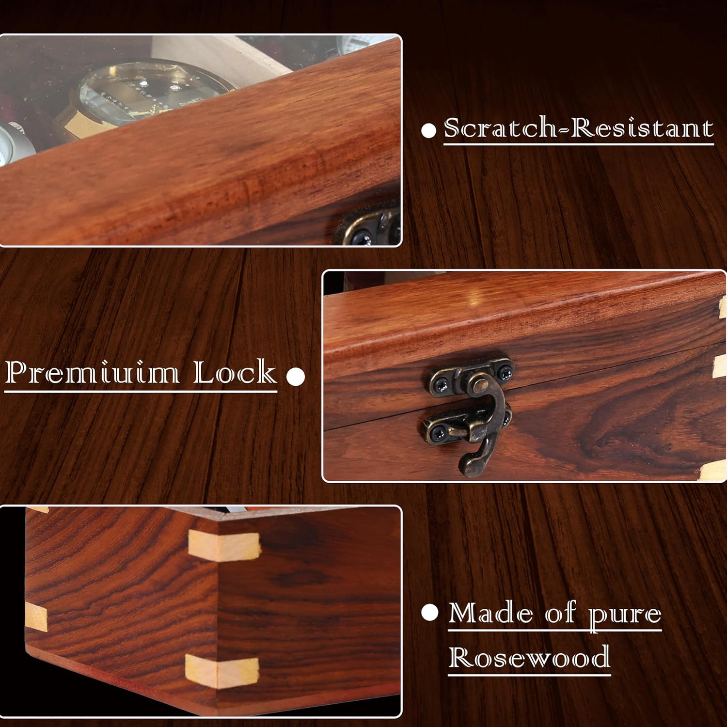 Wooden Watch Box for Men & Women, Watch Organizer & Display Case, Premium Long-Lasting Watch Holder for Storage, Elegant Gift for Watch Collectors (Glass Top, 8 Slots)