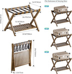 SMIBUY Luggage Rack, Foldable Bamboo Suitcase Stand with Storage Shelf for Guest Room, Bedroom, Hotel, Heavy-Duty, 1 Pack (Walnut)
