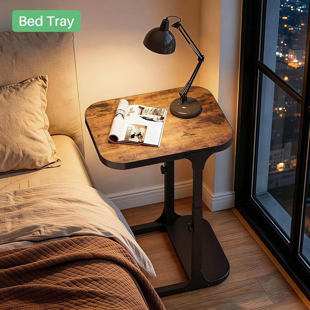 Kitstorack Ultra Stable & Durable End Table, Ajustable Height C Shaped Si...