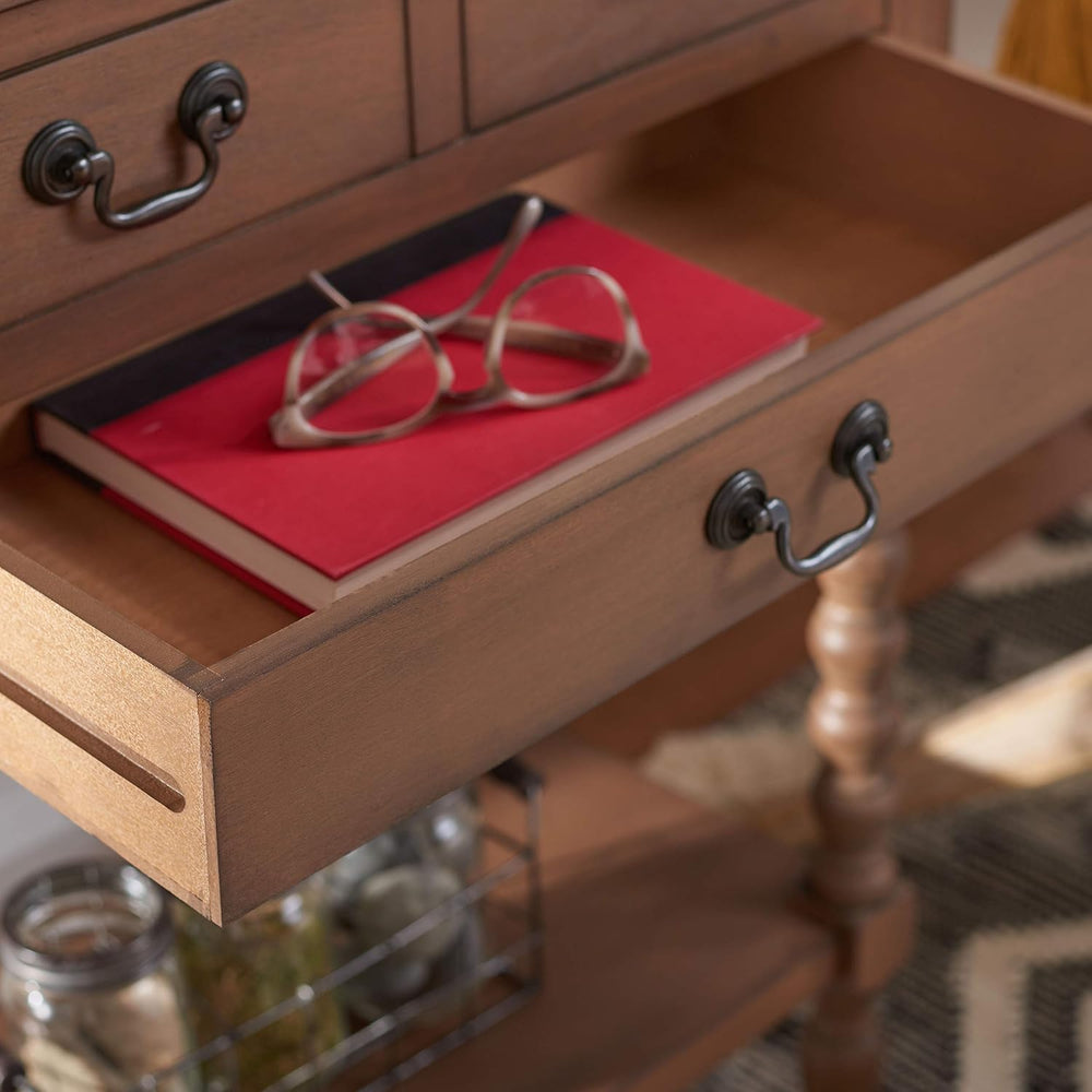 SAFAVIEH Furniture - Athena 3-Drawer Console Table - Brown - Solid Wood - Far...