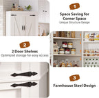 Jocoevol Corner Cabinet, Kitchen Pantry Storage Cabinet with 4 Doors and Shelves, Tall Food Pantry Storage Cabinet Farmhouse Furniture for Kitchen Dining Room, White