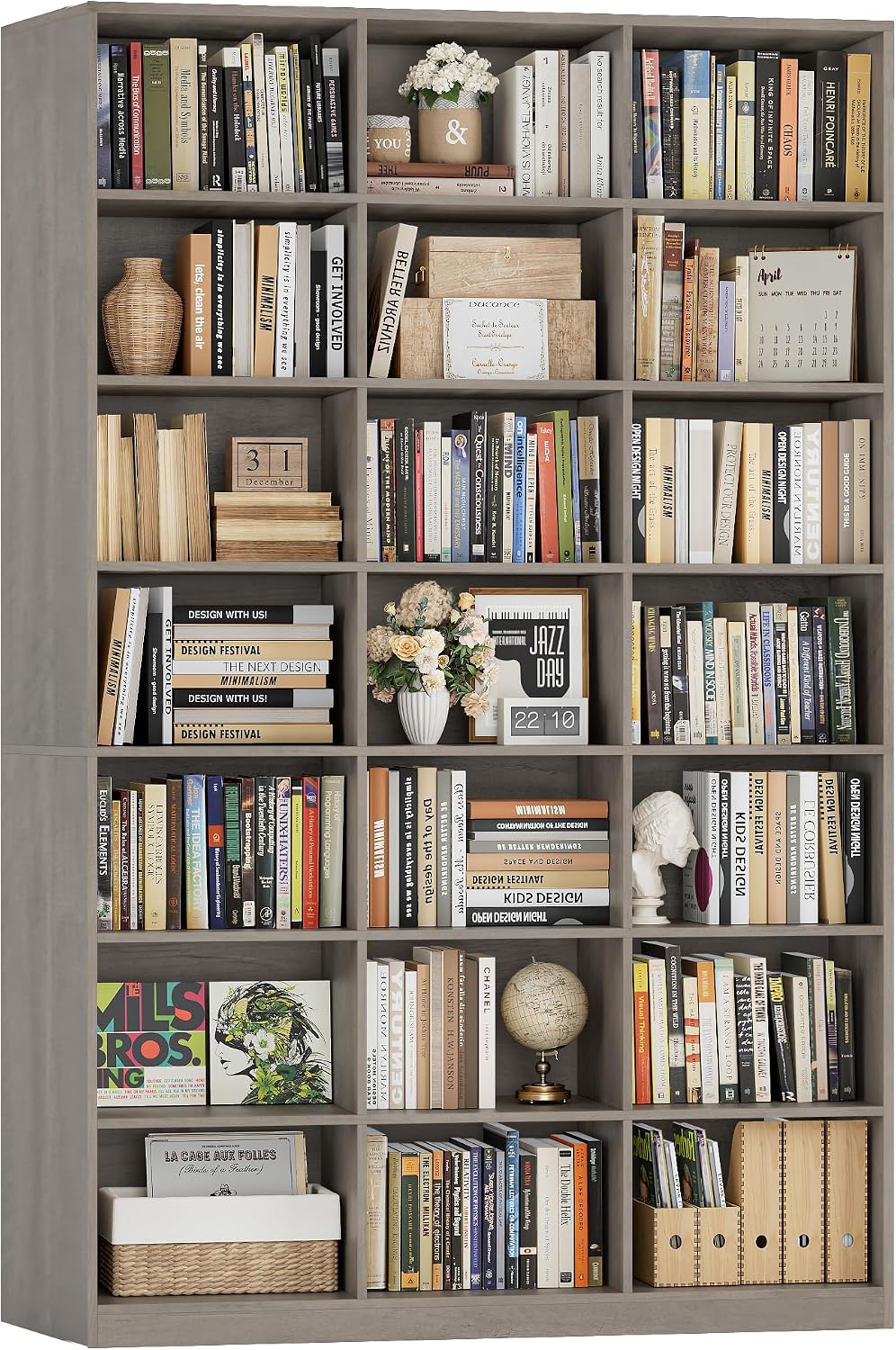 HOSTACK 86"H Triple Wide Bookshelf and Bookcase, 7 Tier Tall Bookshelf w...