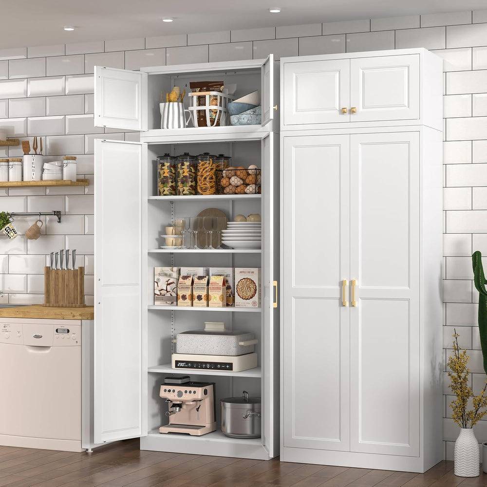 Polup 86" Tall Metal Kitchen Pantry Storage Cabinet with Doors and Shelves