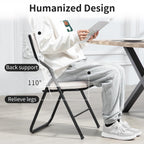 HOMEFUN Padded Folding Chairs 4 Pack - Foldable Dining Chair with Cushion, Portable and Assembled Extra Seat for Guests Kitchen Office Wedding Party Teddy White