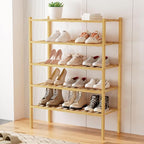 Smiry Shoe Rack, 5 Tier Bamboo Shoe Organizer, Stackable Free Standing Wooden Shoe Storage Shelf for Closet, Entryway, Front Door Entrance, Natural