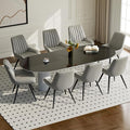 Modern Dining Chairs Set of 8,Upholstered Dining Room Chairs with Thick Cushions,Fabric Comfy Dining Chairs with Metal Legs for Dining Room Grey