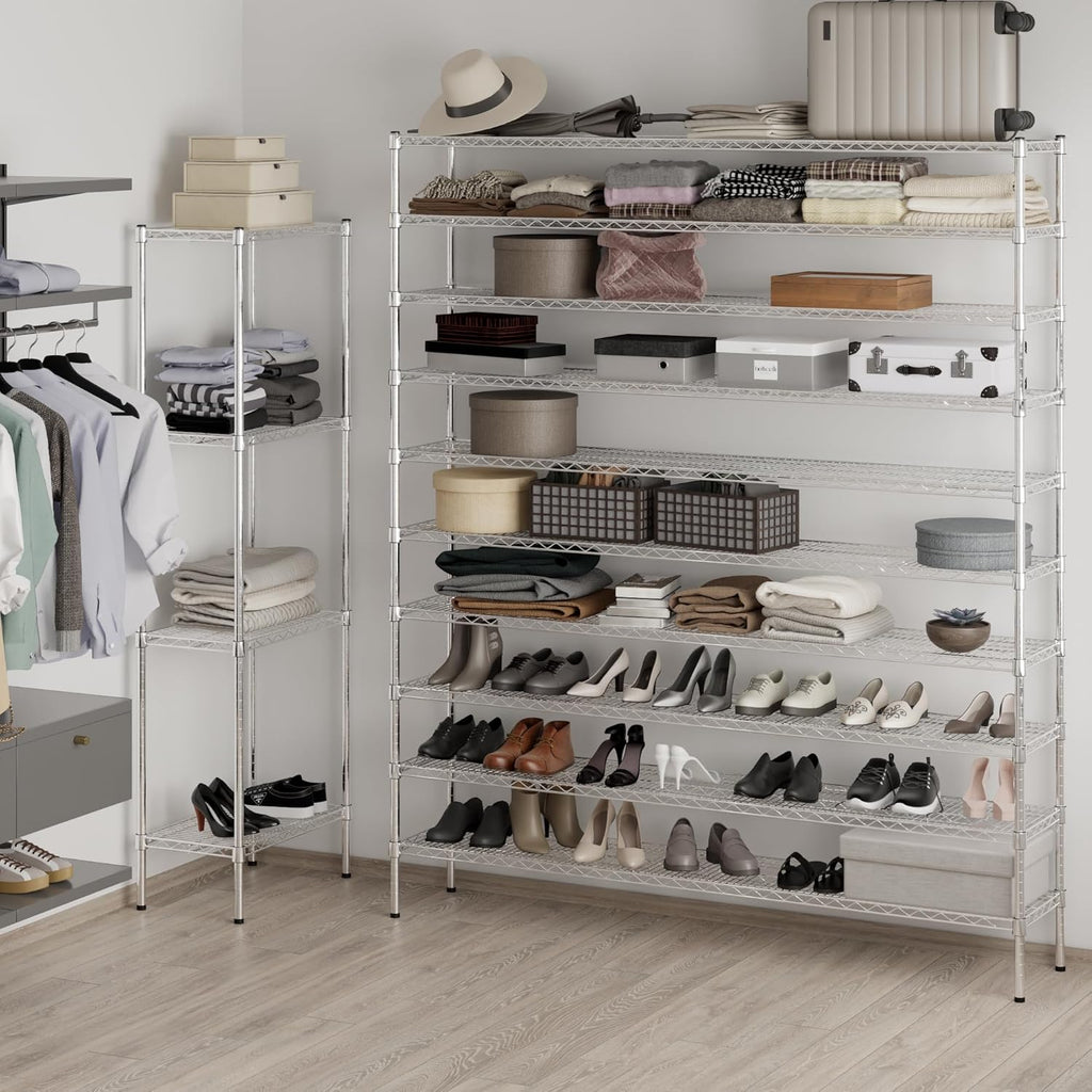 14" Deep x 72" Wide x 86" Height Wire Shelving Kit | 10-Tier | NSF Commercial Storage Rack Unit