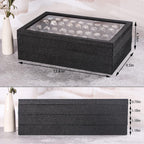 Julysky 4 Pcs/set Stackable Jewelry Organizer Trays with Glass Lid,100 Slots Ring Holder,Bracelet Displays Stand for Selling Necklace Earring Rack