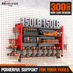 33" W Power Tool Organizer Wall Mount,4-Layer Heavy Duty Tool Storage with 10 Cordless Drill Holder,300 lb Capacity Garage Organization for Garage and Workshop,Red
