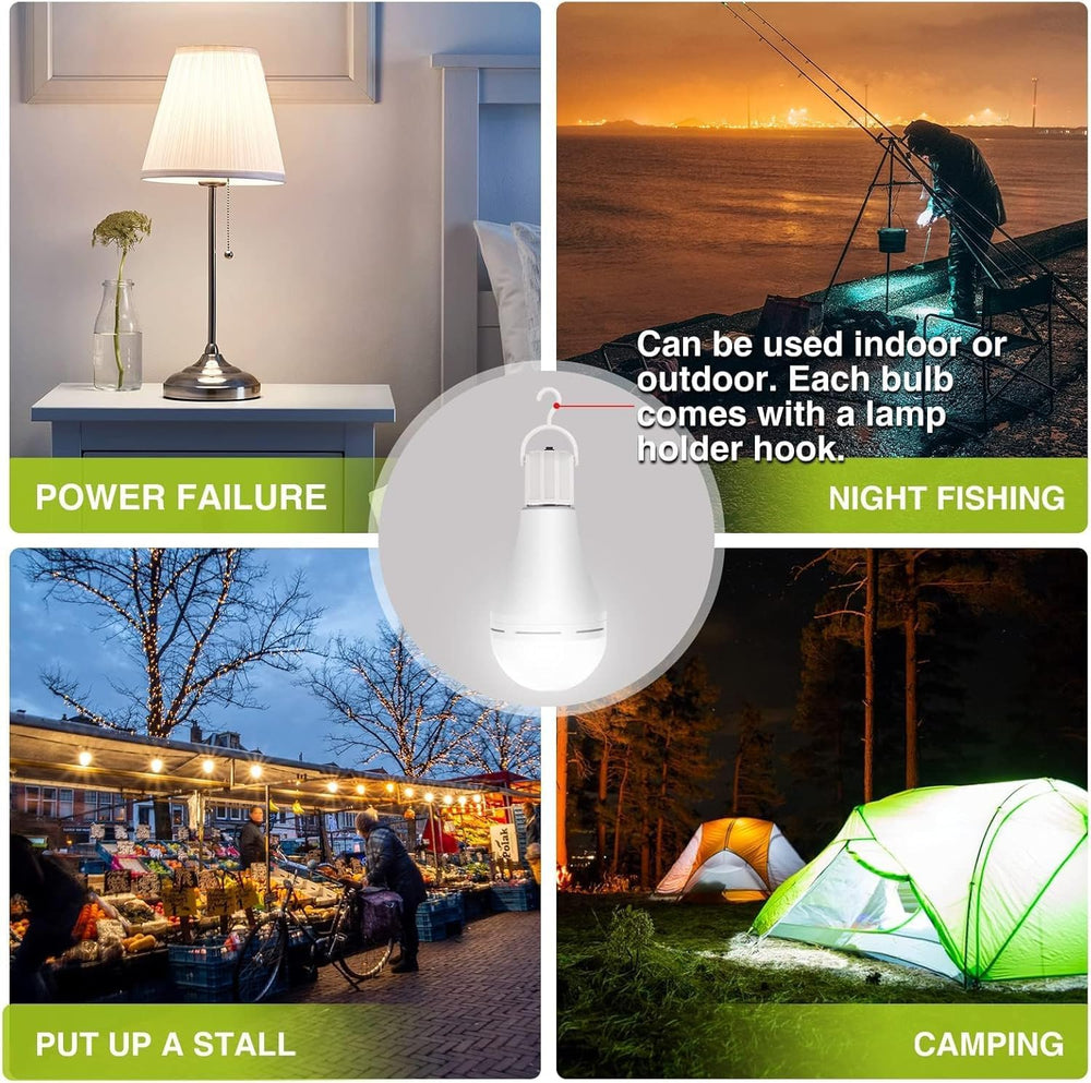 Neporal 4 Pack Emergency-Rechargeable-Light-Bulb, Stay Lights Up When Power F...