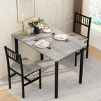 AWQM 3 Piece Dining Table Set for 2, Small Kitchen Table Set for 2 with Chairs,Wood Breakfast Nook Table and Chairs Set of 2,Dinette Set for Small Space,Dining Room,Apartment, Grey