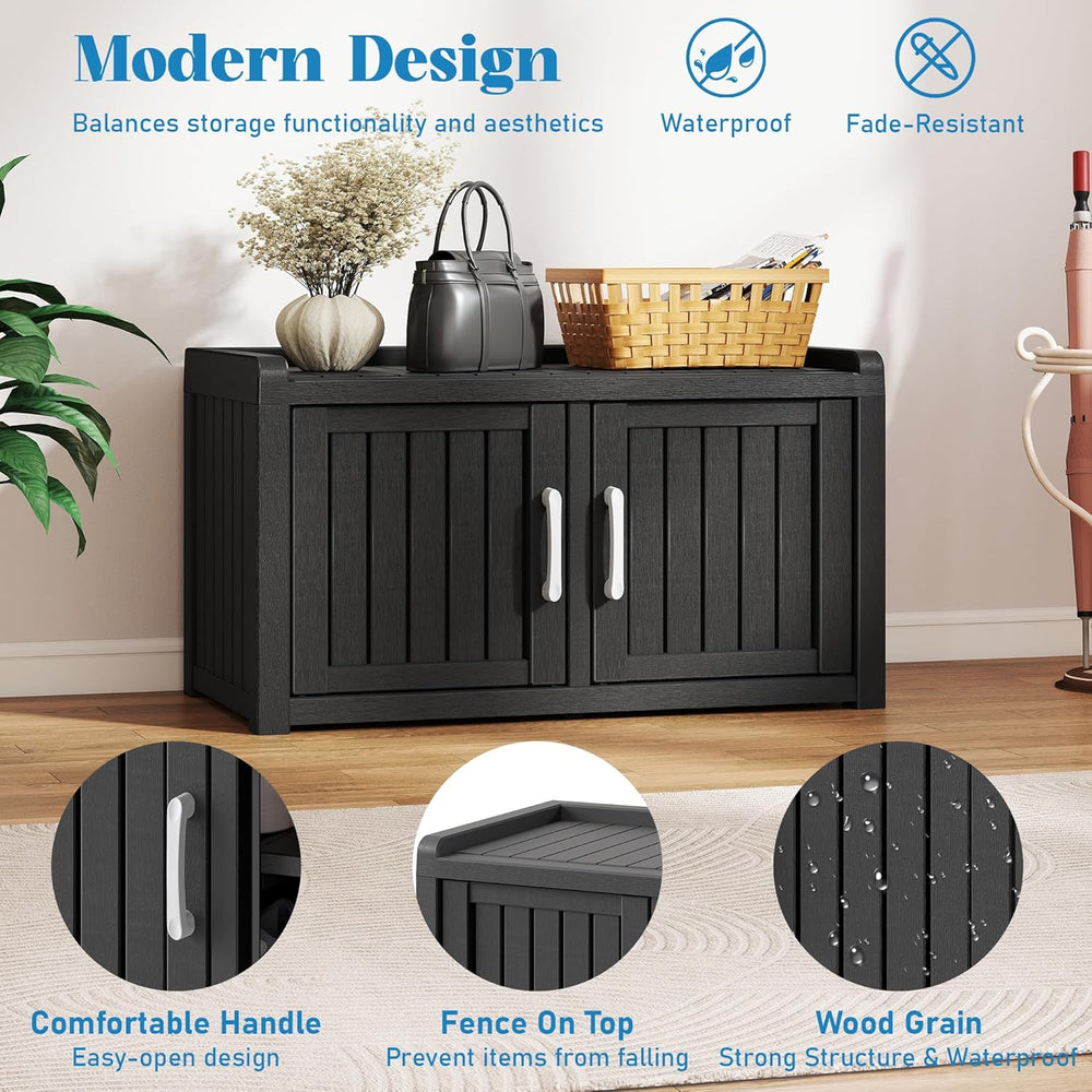 NUNU LAB Shoe Cabinet, Waterproof UV-Resistant Shoe Storage Cabinet with Adju...