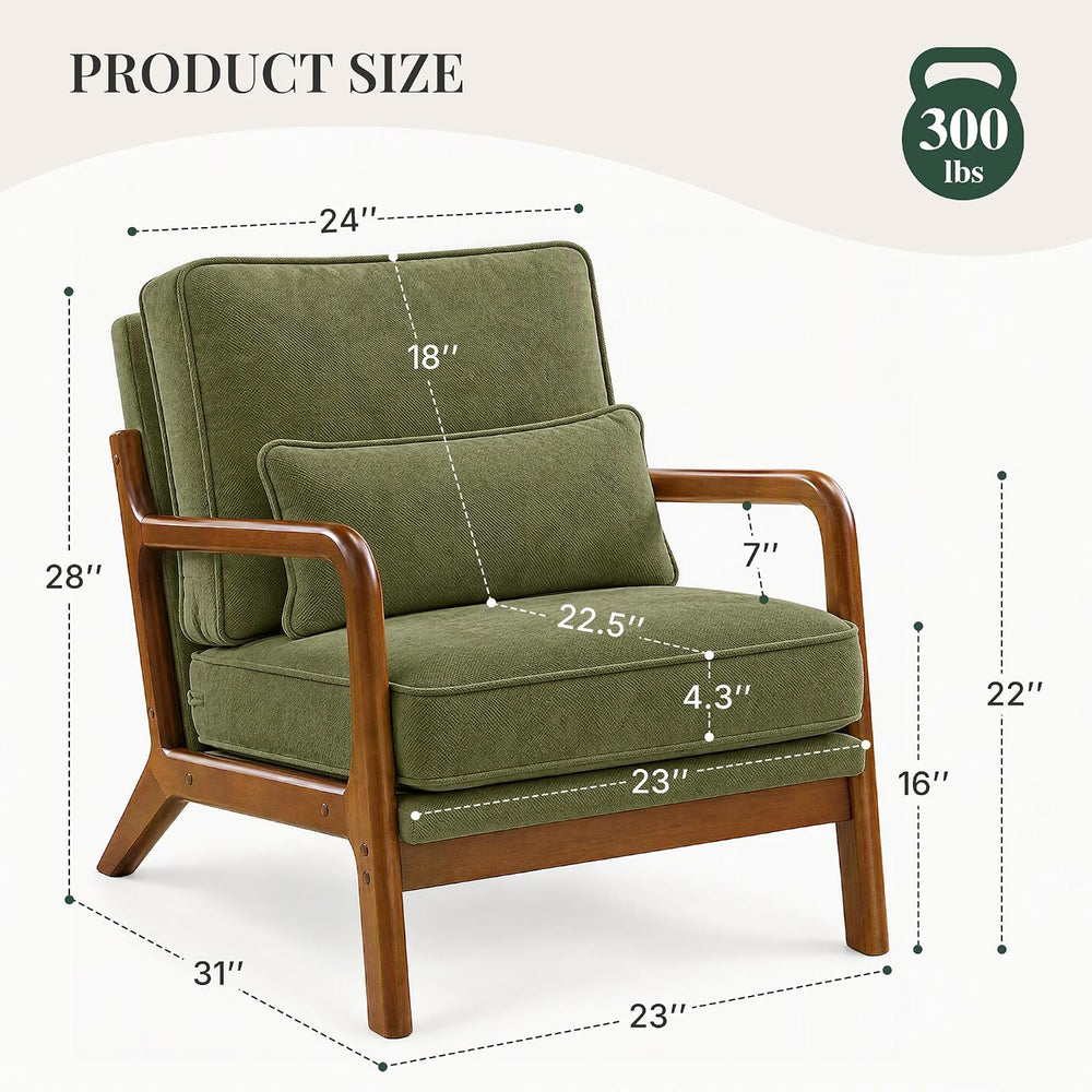 Mid Century Modern Accent Chairs Set of 2 with Lumbar Pillows