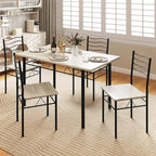 Giantex 47-inches Dining Table Set for 4, Rectangular Kitchen Table with 4 Dining Chairs, Metal Frame, 5-Piece Space-Saving Dinette Set for Small Space, Dinner, Breakfast Nook, Apartment