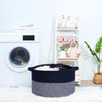 MINTWOOD Design Extra Large 22 x 14 Inches Decorative Woven Cotton Rope Blanket Storage Basket Bin Living Room with Handles and Laundry Hamper for Pillows, Pool Towels, Dog Toys, Shoes, Navy Blue