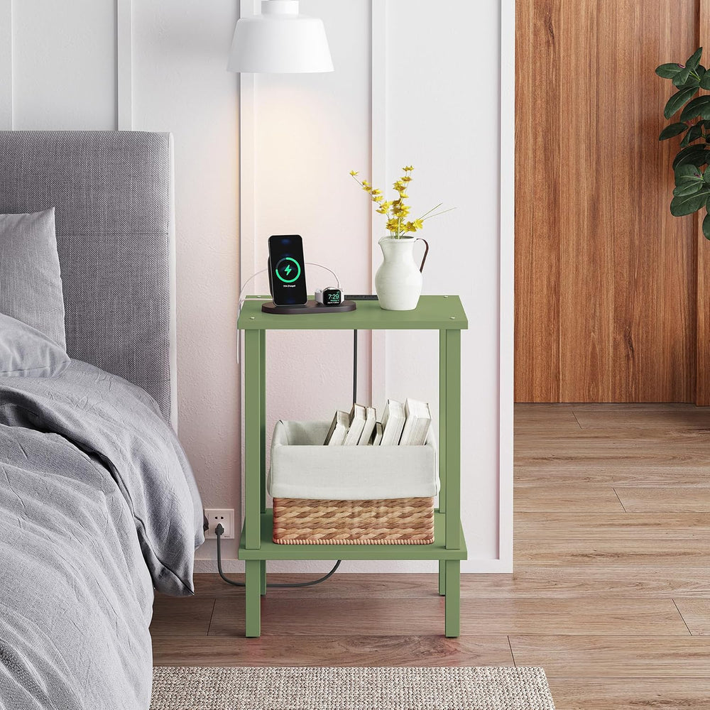 TUTOTAK End Table with Charging Station, Small Side Table with Outlets, Night...