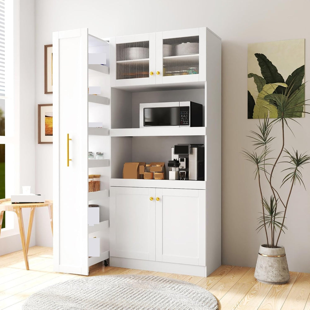 Modern Multi-Functional Cabinet, Farmhouse Storage Cabinet with 4 Doors, for ...