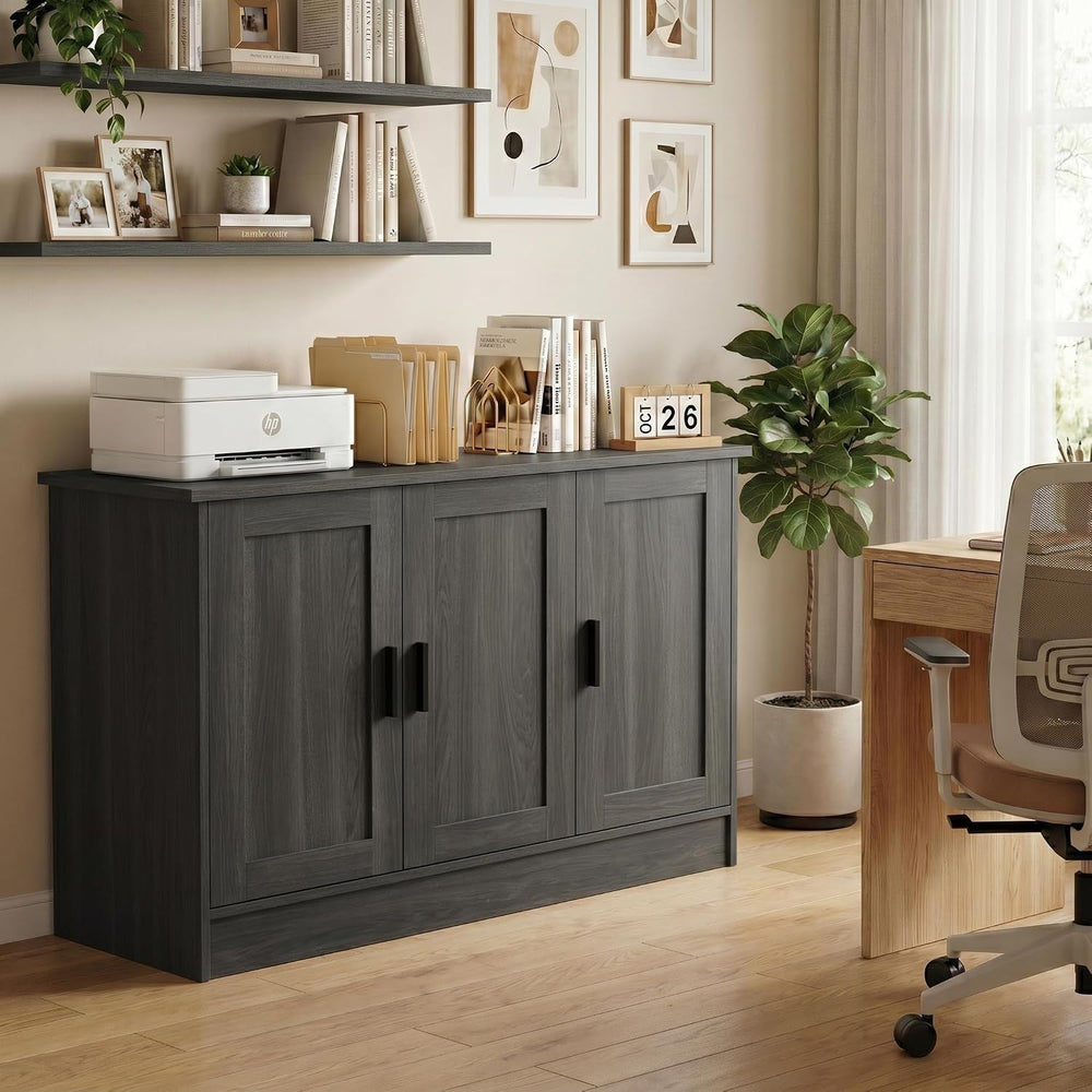 Anystyle 43" Dark Grey Buffet Cabinet with Black Handles