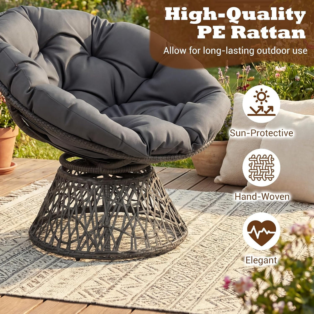 Giantex Wicker Papasan Chair with Soft Thick Cushion and High Capacity Metal ...