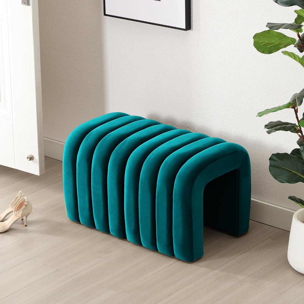 Flouki Small Ottoman Set of 2, Vanity Stools with Aesthetic Channel Tufted, O...