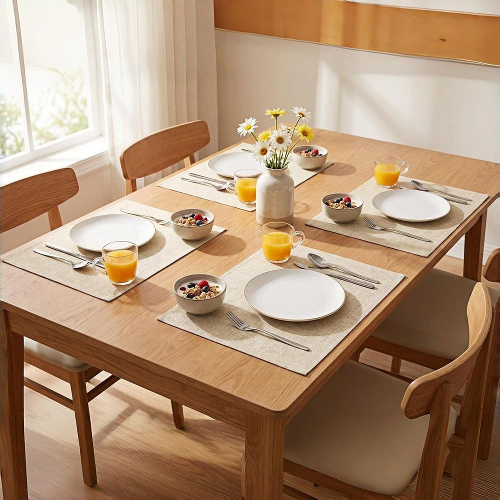 Faux Leather Placemats Set of 6, 12 X 17 Inch - Vinyl Heat Resistant Place Ma...