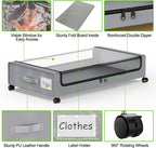 Under Bed Storage with Wheels, 4-Pack Underbed Storage Containers with Clear Lids, Under Bed Shoe Storage Organizer, Rolling Under Bed Storage for Clothes Shoes Blankets (Grey)
