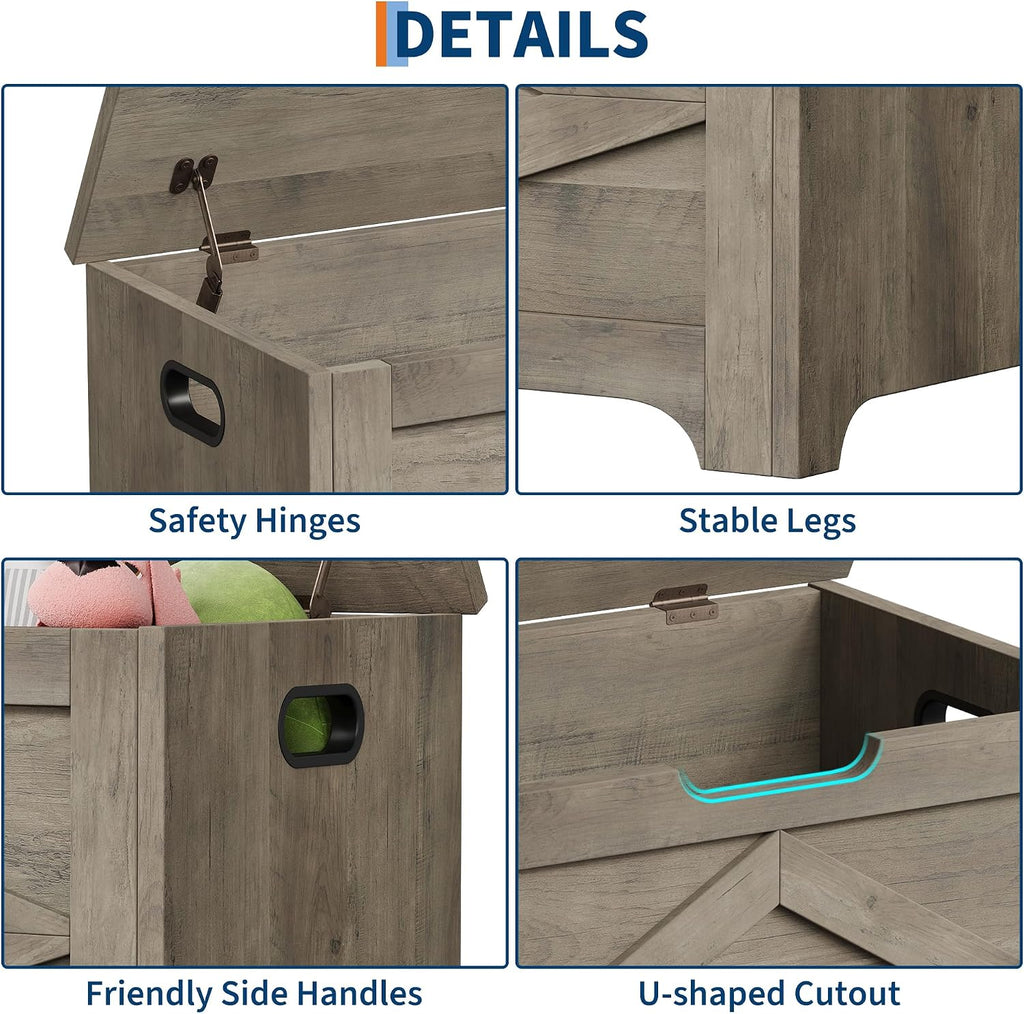 GAOMON Storage Chest, Wooden Storage Bench, Modern Style Lift-Top Shoes Bench with Safety Hinge for Entryway, Bedroom, Living Room, Supports 300 Lb and Easy Assembly