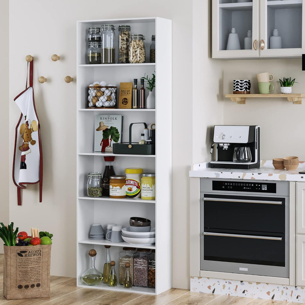 FOTOSOK 6-Tier Open Bookcase and Bookshelf, Freestanding Display Storage Shel...