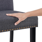 Yaheetech Upholstered Dining Chairs Set of 6, Modern Kitchen Chairs with Nailhead Trims and Solid Wood Legs for Dining Room, Living Room, Restaurant, Fabric Armless Design, Dark Gray