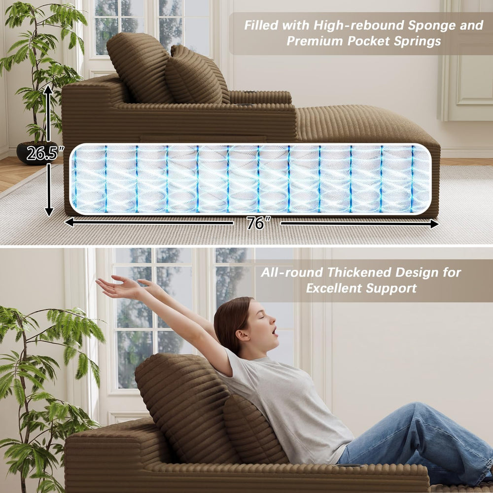50"W x 76"D Oversized Chaise Lounge Chair Indoor Floor Reading Chai...