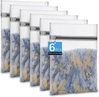 6-Pack Honeycomb Mesh Laundry Bags for Delicates - 12x16 Inches Medium Washing Bags for Bras, Lingerie, Socks, Baby Clothes - Gentle Wash Protection with Zipper Closure (6 Medium)