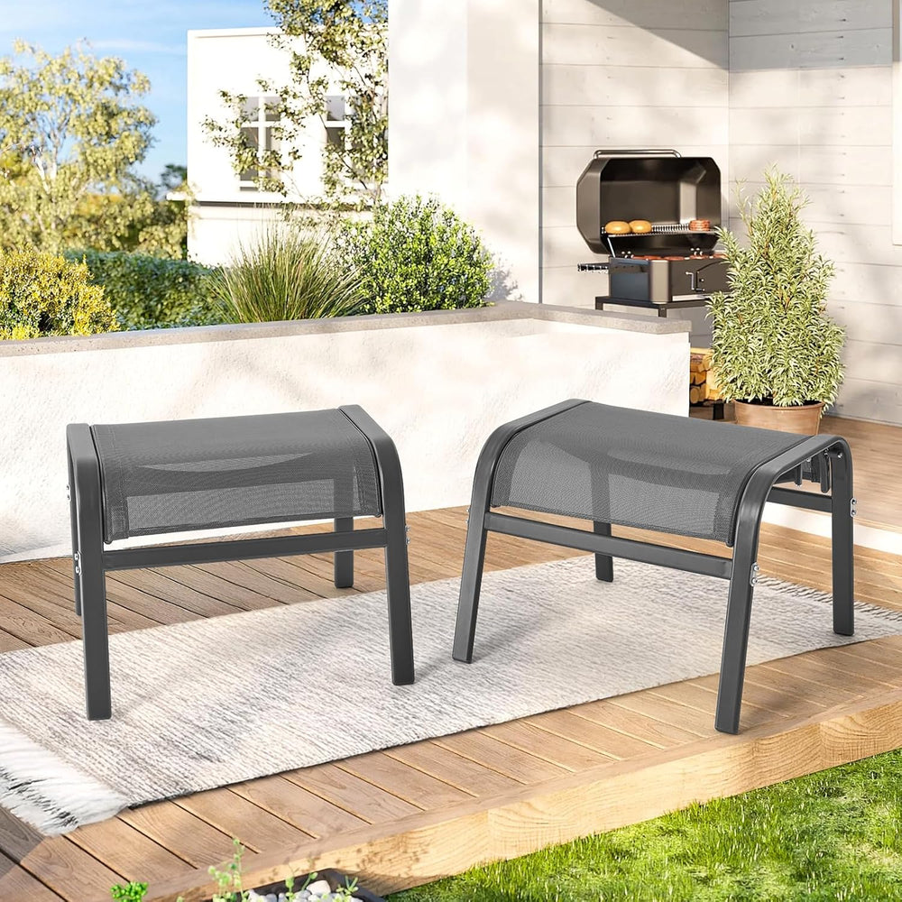 ONBRILL Outdoor Ottoman Set of 2, All Weather Outdoor Foot Stool with Support...