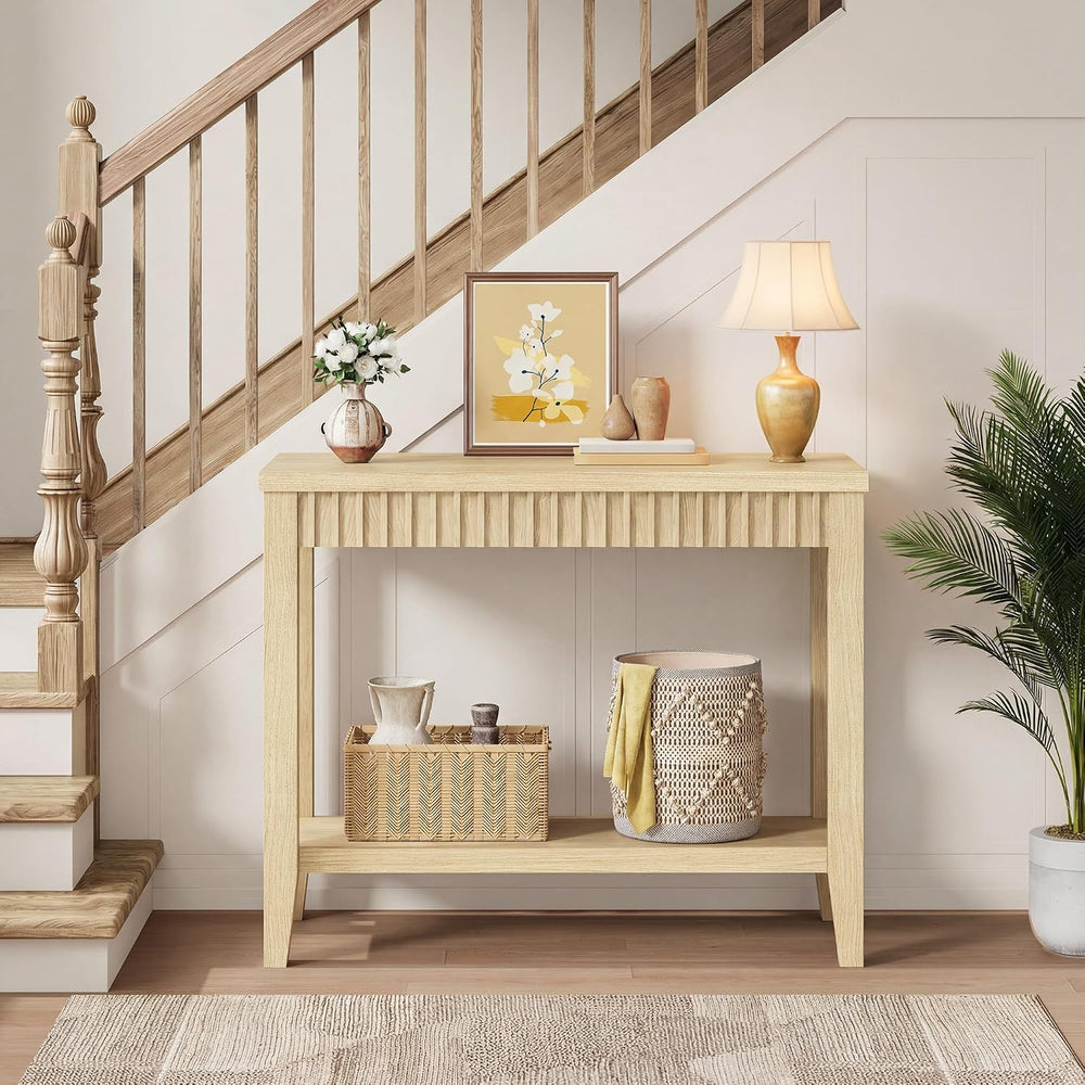 FAVOOSTY 32" Entryway Console Table with Shelves, Sofa Hallway Table wit...