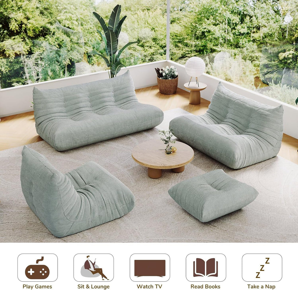 Generic Lazy Floor Sofa,Soft Corduroy One Seat Sofa,Minimalist Couches,Corner Relax Sofa Couch for Living Room Apartment Home Bedroom Office Floor Lounge(1 Seat,Green)