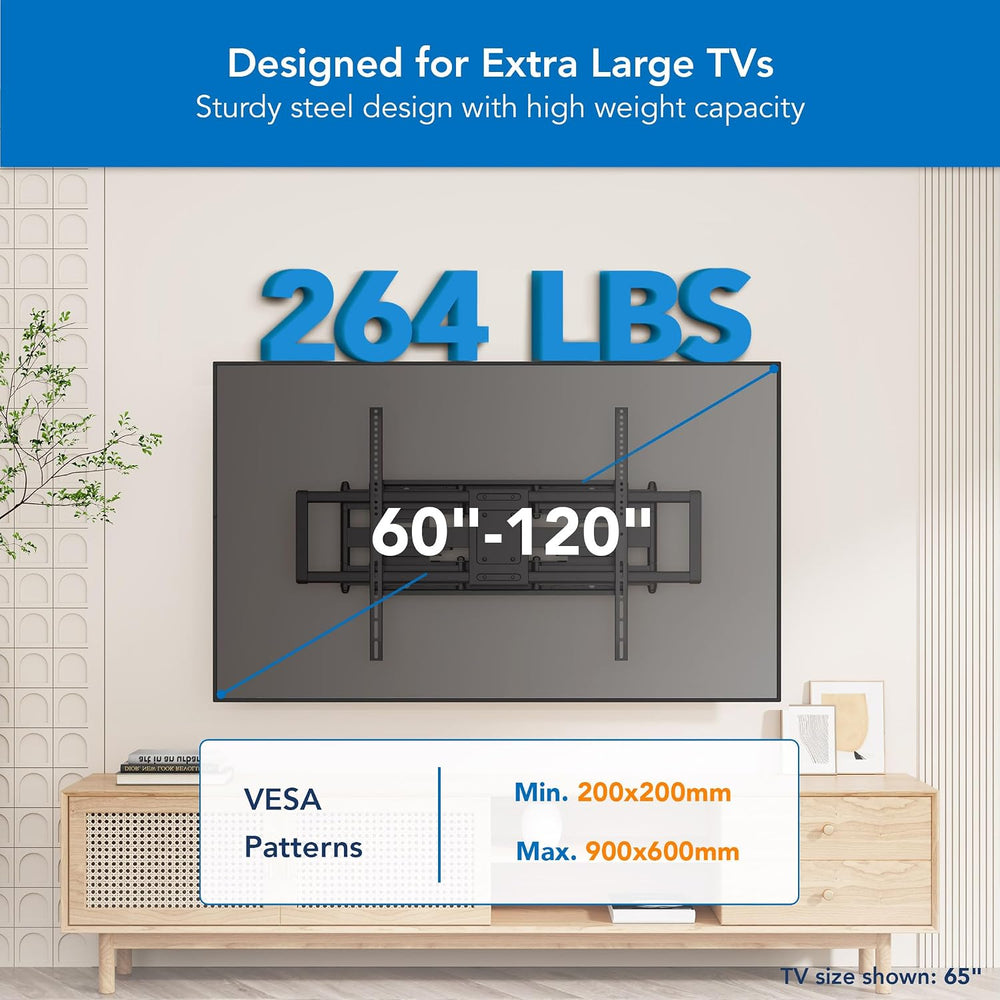Mount-It! Heavy Duty XXL Full Motion TV Wall Mount for Extra Large TVs, max V...