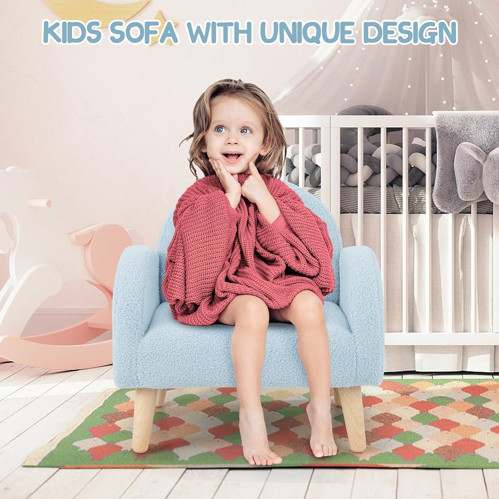 INFANS Kids Sofa, Toddler Armchair with Solid Wooden Frame Anti-Tipping Design Plush Fabric, Upholstered Children Chair for Kindergarten Playroom Preschool, Gift for Boys Girls, Toddler Couch
