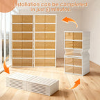 Folding Shoe Rack Storage Device,Large Plastic Folding Shoe Cabinet, Easy to Assemble Shoe Rack Storage Cabinet with Transparent Door Magnetic Buckle (6 Layers, 2 Groups, 24 Pairs)