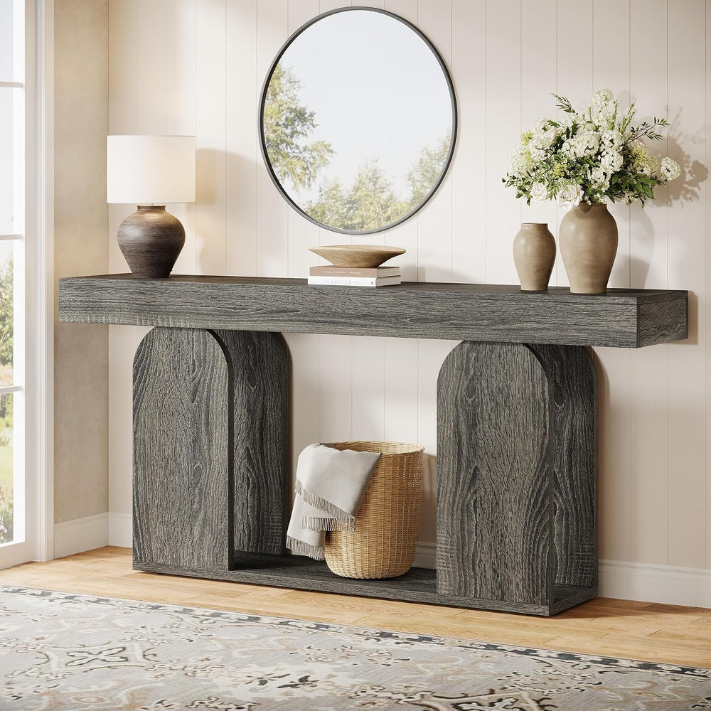 Tribesigns 70.9-Inch Extra Long Sofa Table, Farmhouse Console Tables with Woo...