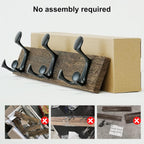SKOLOO 17-Inch Wood Burnt Coat Rack Wall Mount with 3 Triple Hooks - Ideal for Family Entrances, Classrooms, and Pet Supplies Storage - Perfect Coat Hooks for Wall, Pack of 2