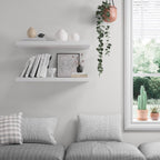 Floating Shelf, Set of 3 Wall Shelf, 30 in W x 12.75 in D x 2 in H Wooden Floating Wall Shelf with Invisible Brackets for Living Room/Bedroom/Bathroom/Kitchen Storage and Decor, White