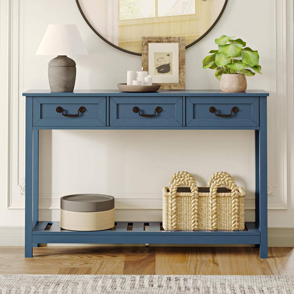ChooChoo Console Table with 3 Drawers, Rustic Entryway Table, Narrow Long Sof...