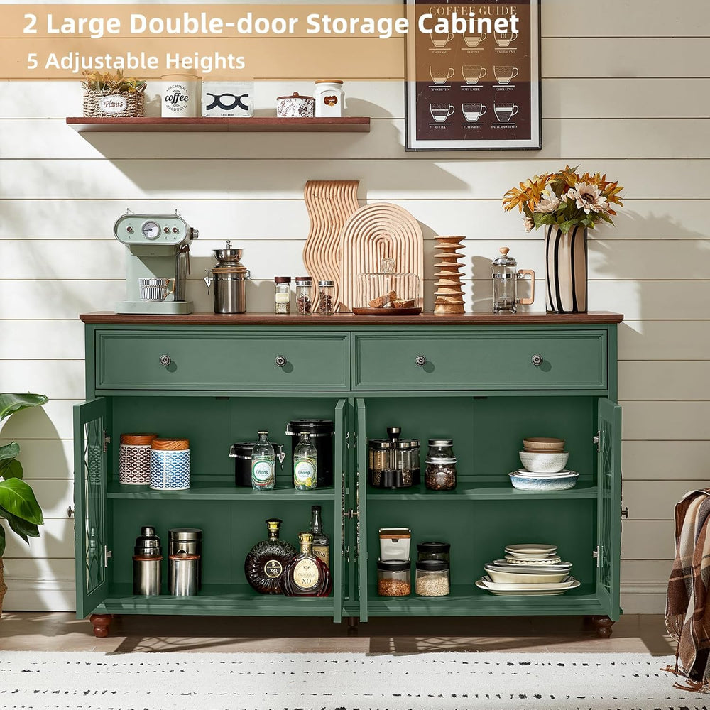 Joaxswe Farmhouse Sideboard Buffet Cabinet with Storage,Adjustable Shelves Co...