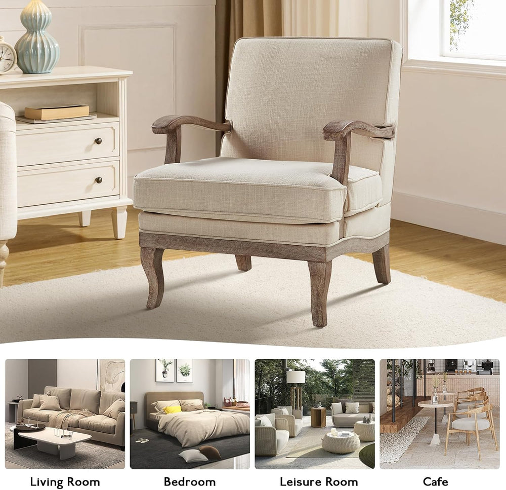 HULALA HOME Mid-Century Modern Accent Chairs Set of 2, Upholstered Lounge Arm...