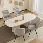 Mid Century Modern Dining Chairs Set of 4, Soft Cushion Upholstered Fabric, Light Grey