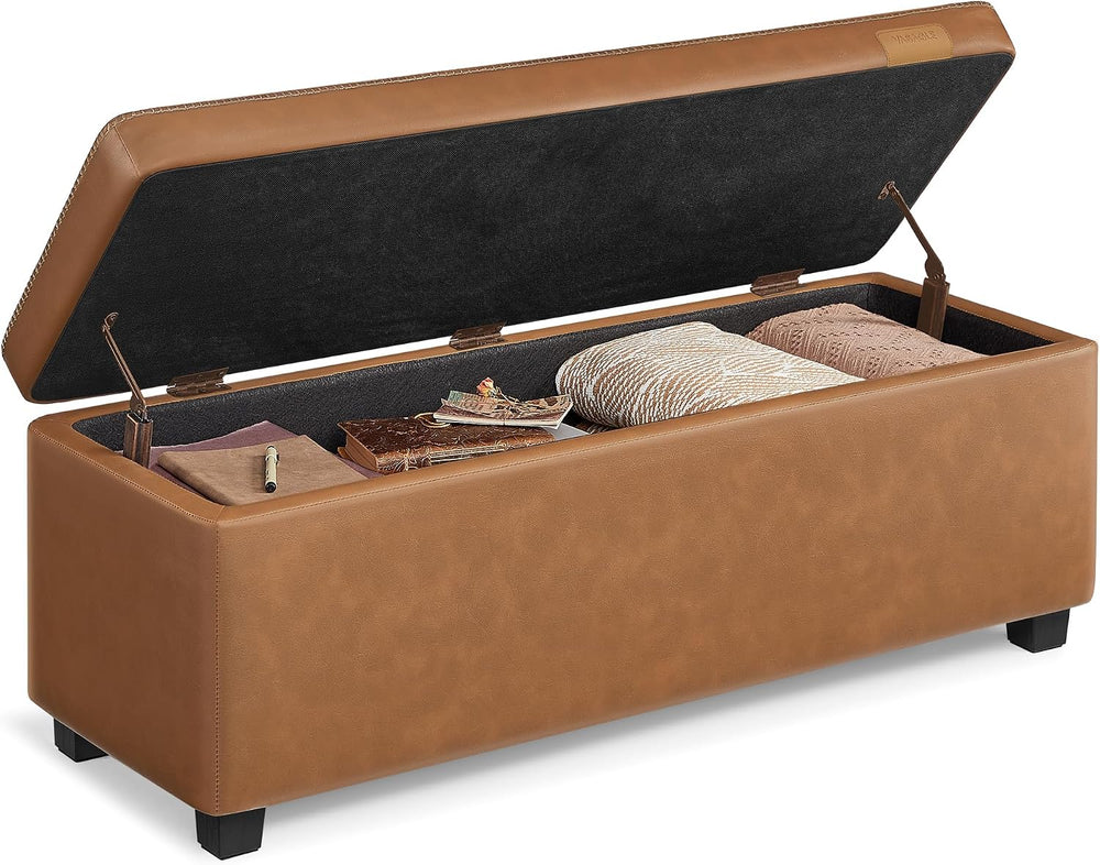 VASAGLE Storage Ottoman Bench with Stitching, PU Leather, Entryway Bedroom | ...
