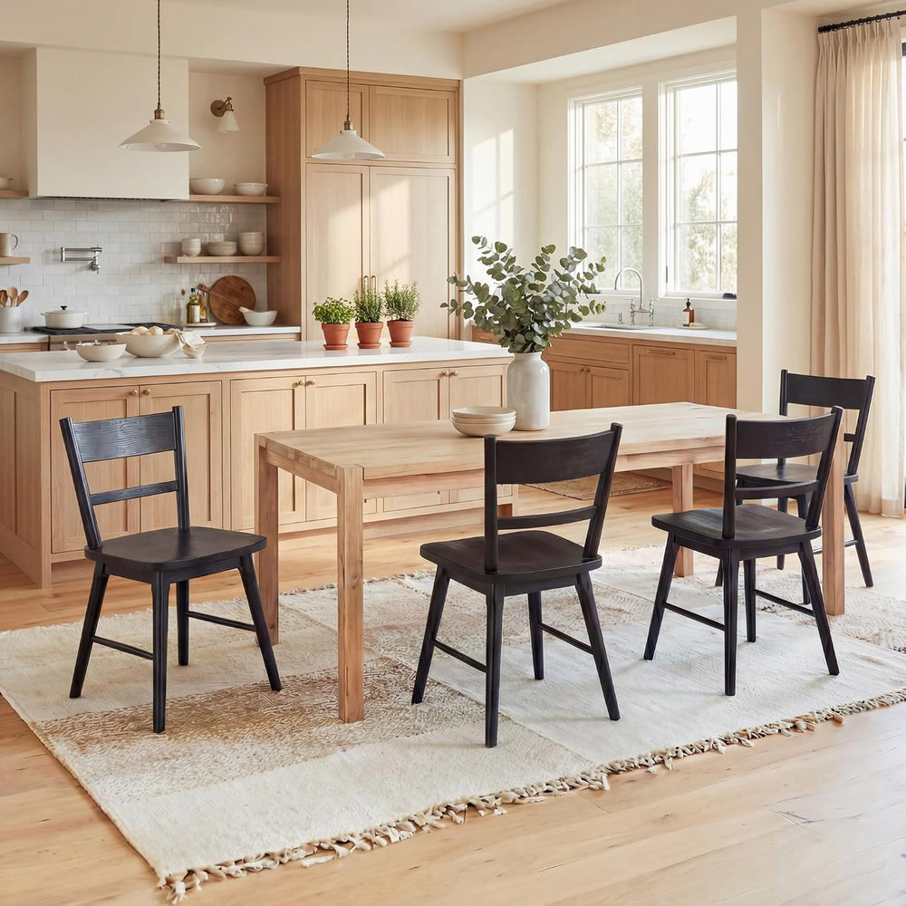 CIMOTA Black Dining Chairs Set of 4, Farmhouse Wood Dining Chairs Ladder Back...
