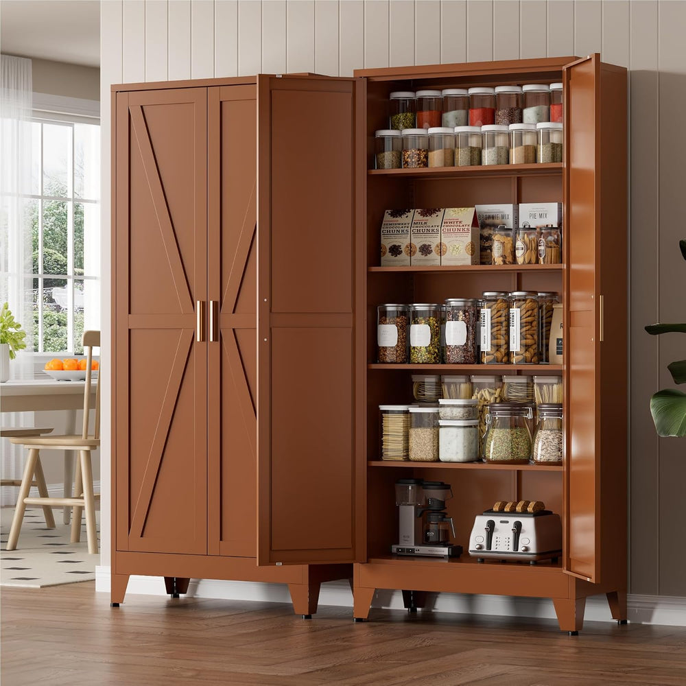 LCAOPC 71" Tall Metal Storage Cabinet with 2 Doors and 4 Adjustable Shel...
