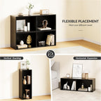 IOTXY DIY Modular Cube Bookcase - CubeXY Customizable Stackable Expandable Basic Shelving Units, 2-Cube Wooden Open Bookshelf for Miscellaneous Storage Organizer, Black