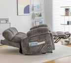 Dual Motor Power Lift Chair 26" Extra Wide Recliner Chair for Elderly with Headrest, Flip Arm Storage,Massage & Heat,Oversized Lay Flat Recliner with Cupholders,USB Ports,Type C,Zero Gravity