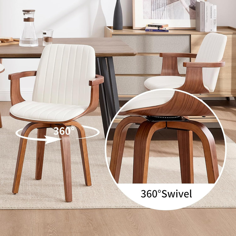VipDesk Swivel Dining Chairs Set of 2 - Mid Century Modern Kitchen Chairs for...
